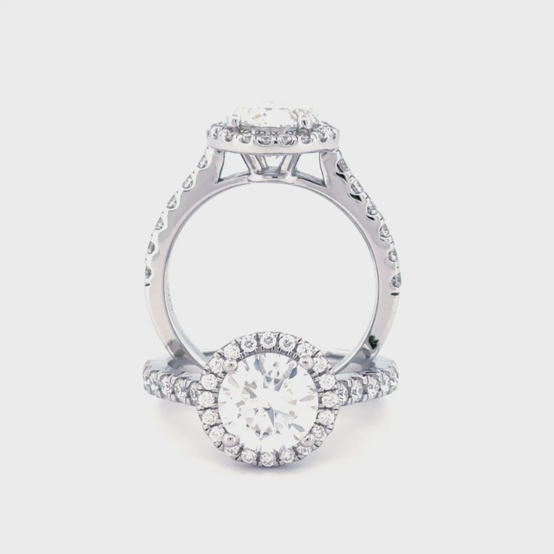 Anillo de compromiso en halo con brillante de 2ct en corte round