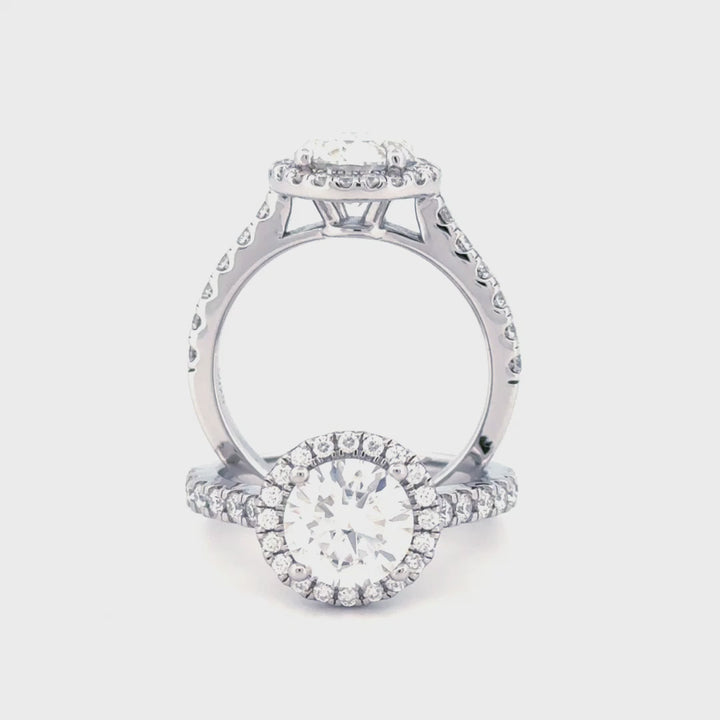 Anillo de compromiso en halo con brillante de 2ct en corte round