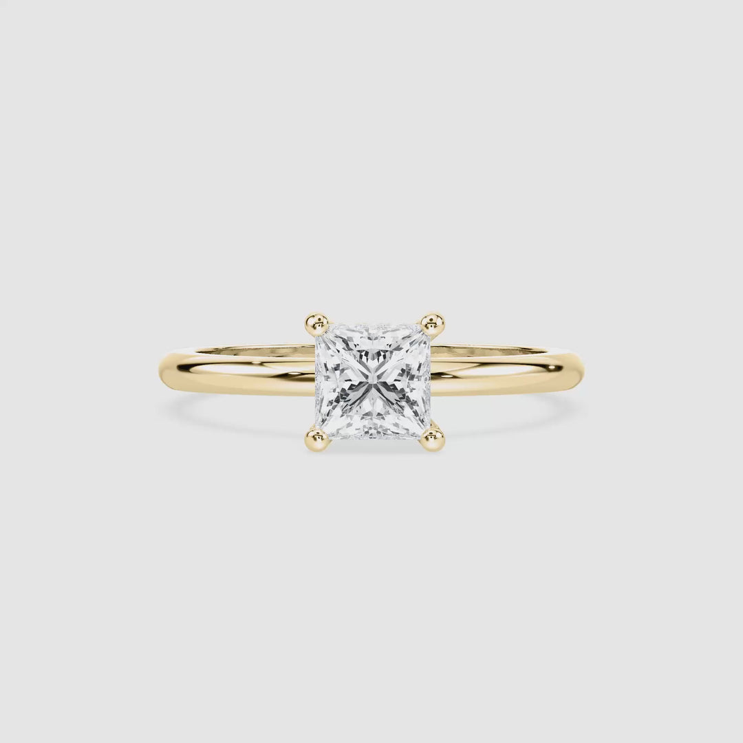 Anillo de compromiso solitario (1,0 + 0,06 ct) personalizado - Princess Cut