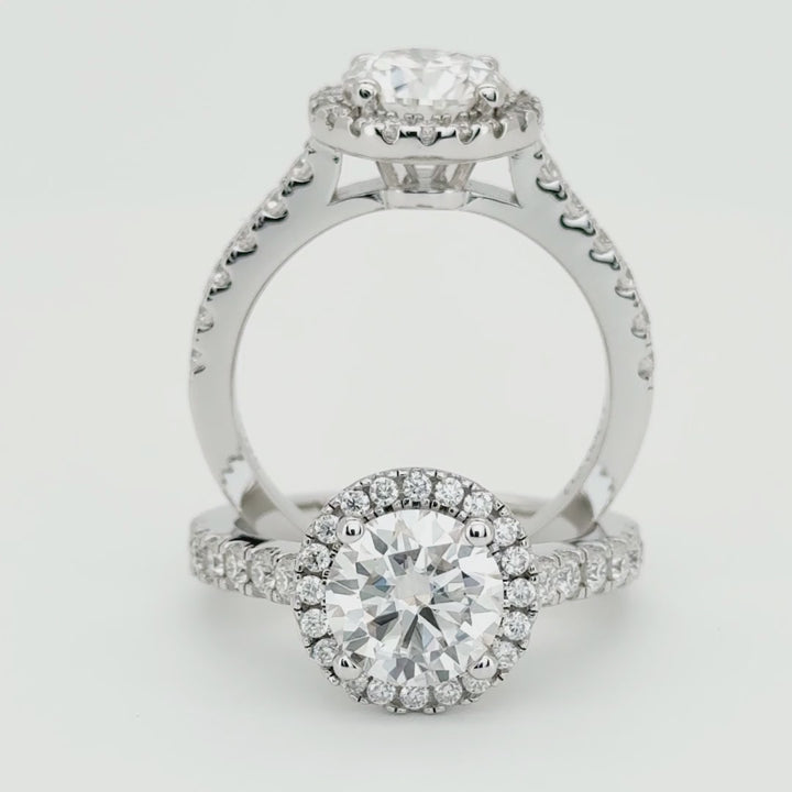 Anillo de compromiso en halo con brillante de 2ct en corte round