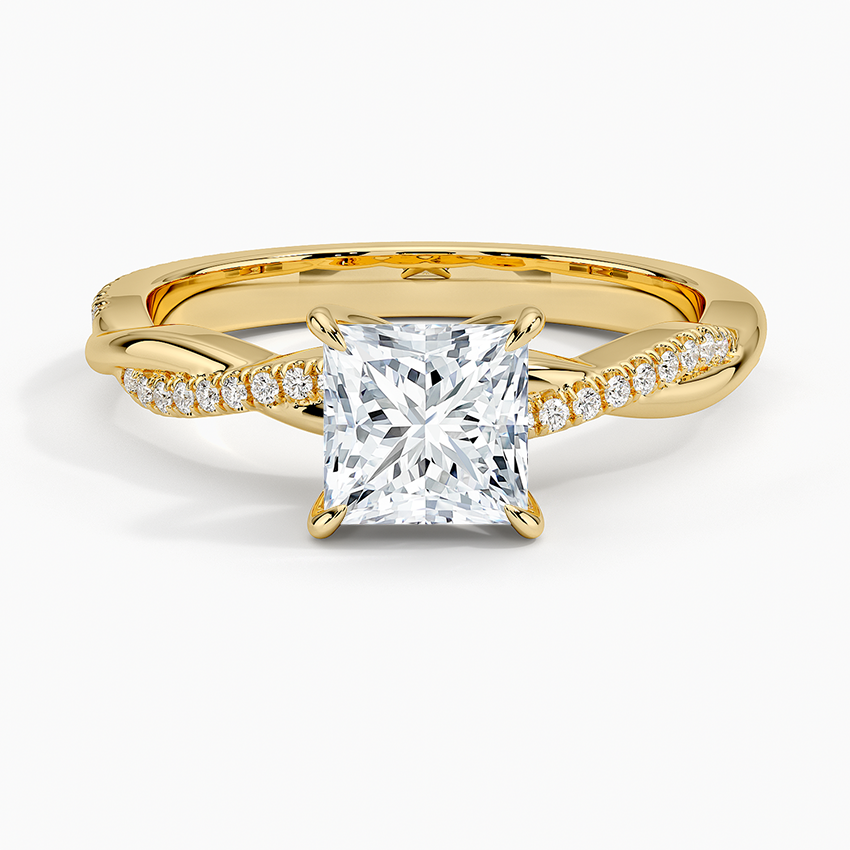anillo de compromiso estilo trenzado (1,0 + 0,12 ct) Personalizado - Princess Cut