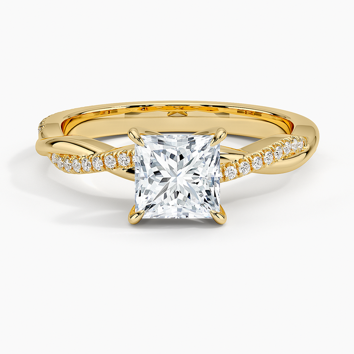 anillo de compromiso estilo trenzado (1,0 + 0,12 ct) Personalizado - Princess Cut